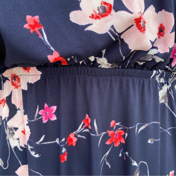 ELIZA J floral print dress navy blue faux wrap front trumpet skirt plus size 16W - Picture 9 of 16